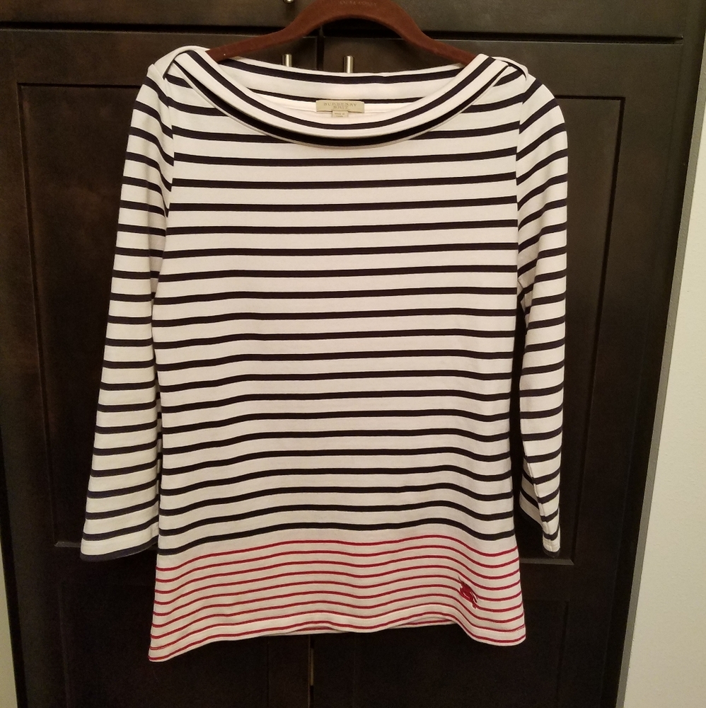 Burberry 3/4 sleeve, boat neck top